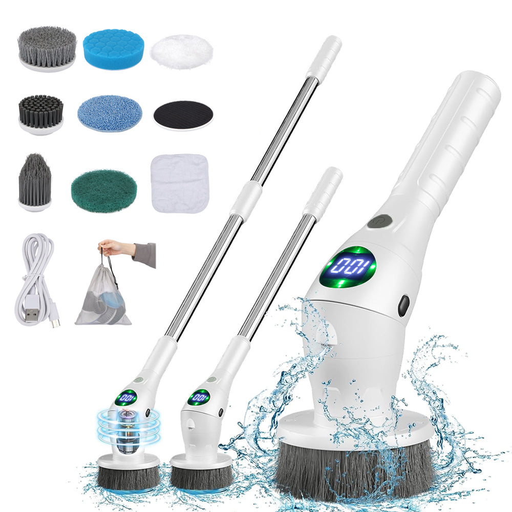 SparklePro Electric Spin Scrubber: Ultimate Cleaning Companion | Cordless Power Scrubber Brush with 8 Replaceable Heads | Effortless Cleaning for Bathtub, Kitchen, Windows & Car | Dual Speed, Extension Handle | Buy Now! NOVAIG